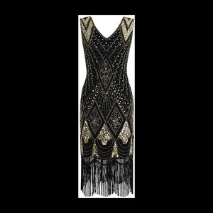 1920s Gatsby Cocktail Sequin Art Deco Flapper Dres
